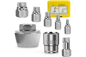 Topec 1.5'' Tub Drain Extractor, 8PCS Pipe Nipple Extractor Set with 1-inch Socket, Remove the Old, Broken, Stubborn, Rusted Drain Tub Bathtub Remover, Strong Grab Plumbing Tools with Storage Case