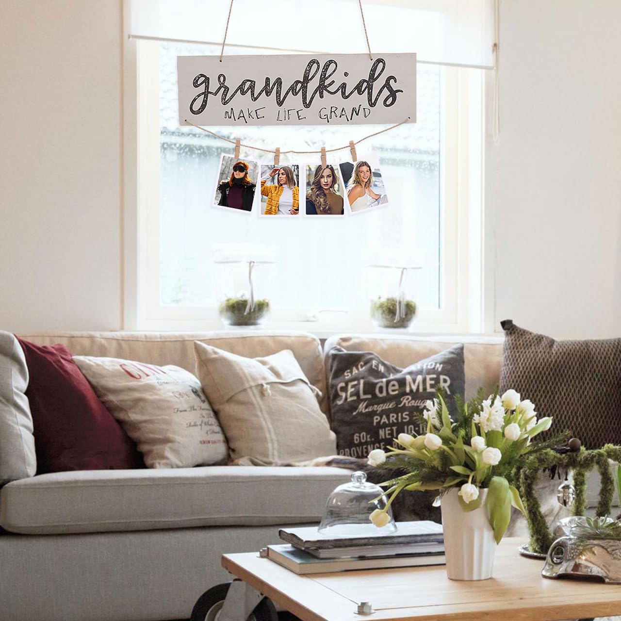 Photo Ornament Listing Creative Mini Hanging Note Clips Board for Grandki Holder Creative Mini Wooden Hanging Grandkids Wall Board DIY Listing Note Clips Crafts Christmas Photos Photo Ornament Listing