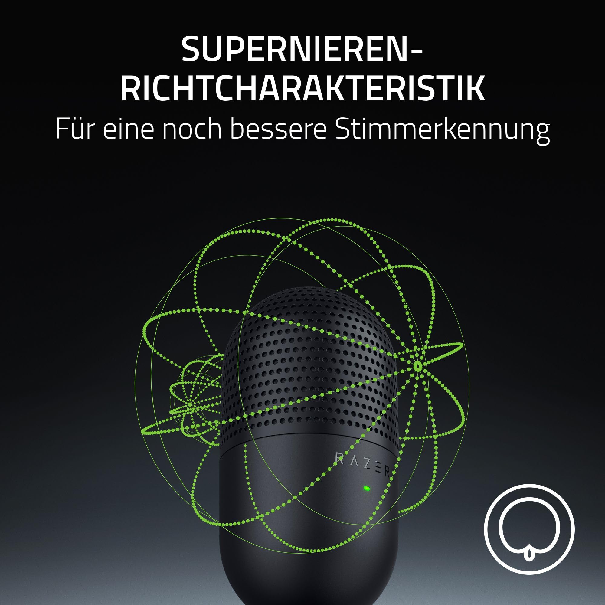 Razer Seiren V3 Mini - Ultrakompaktes USB-Mikrofon (14mm Supernieren Kondensatormikrofon, Tap-to-Mute-Sensor mit LED-Anzeige, integrierter Stoßdämpfer, Plug-and-Play Design) Schwarz 3