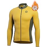 INBIKE Men's Cycling Jersey Winter Thermal Windproof Bike Jersey Long Sleeve Fleece Cycling Jacket with 3 Rear Pockets