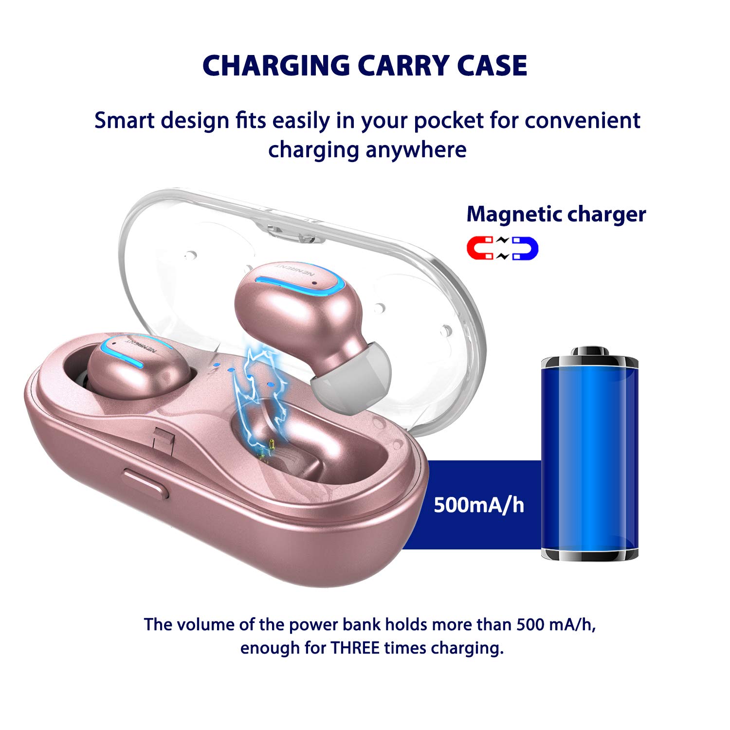 Bluetooth Earbuds,NENRENT Q13 TWS True Wireless Earbuds, Bluetooth 5.0 Earpieces with Charging Case HD Stereo Sound 16H Playtime,Bluetooth Wireless Headphones W/Built in Mic (Comfy & Fast Pairing)