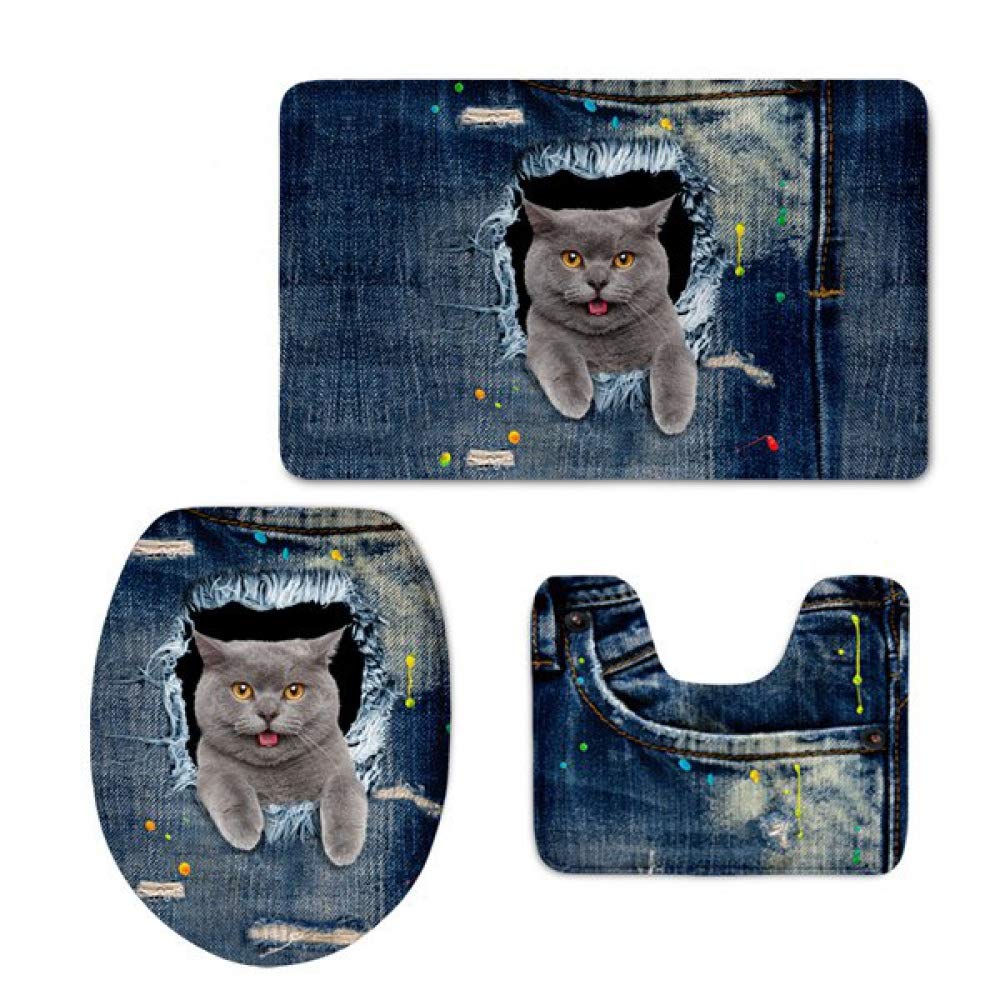 Badaccessoires TLood 3 Teile/Satz 3D Katze Tierdruck Gepolsterte Wc
