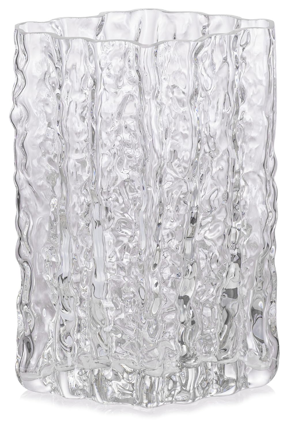 Photo 1 of MOLIMAO Glass Vase for Centerpieces, Diamond Shaped Vase for Flower, Modern Glacier Glass Vase for Home, Office Restaurant Desk Decor 8.3 Inch(Clear)