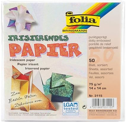 Global Art Materials 3115 Folia Embossed Origami Paper 5 12 Inch By 5 12 Inch Dot Pattern 50 Sheets 55 X 55 Assorted