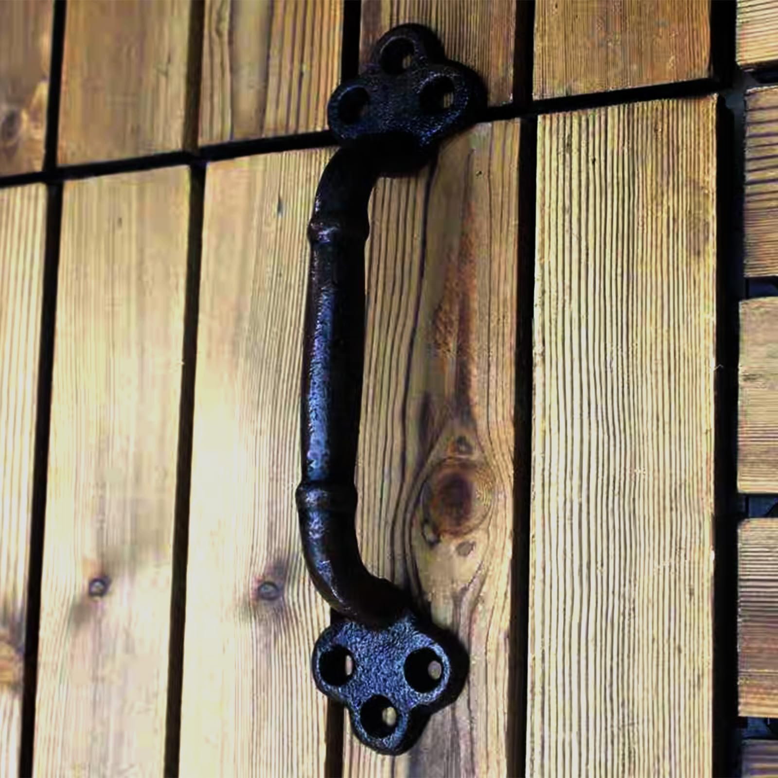 WANLIAN Barn Door Handle | Black Solid Steel Door Handle | Pull Sliding Door Black Steel Stainless Steel Including Screws 1PC