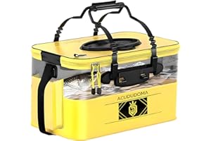 ACUDUDOMA Fishing Bucket, Transparent Foldable Fish Bucket Compatible with Live Bait Aerator Fishing Bag, Multi-Purpose EVA Fish Basket Container for Ice Fishing Camping & Kayak Fishing(5.2 Gallon)