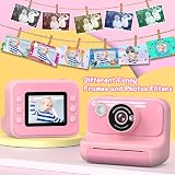 Hangrui Kids Camera Instant Print 2.4 Inch 1080P 32GB Card Pink view 3