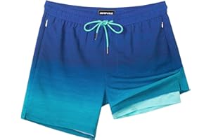 SURF CUZ Mens Swim Trunks with Compression Liner Swimming Trunks 5 Inch Bathing Suit Quick Dry Swim Shorts