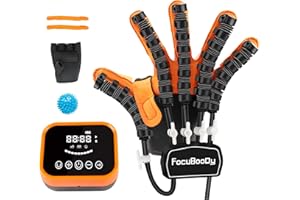 FocuBoody Rehabilitation Robot Gloves Equipment for Stroke Recovery, Hand Strength Exercise, and Adaptive Training Hemiplegic Finger with USB Chargeable Orange(Size S,Right Hand)