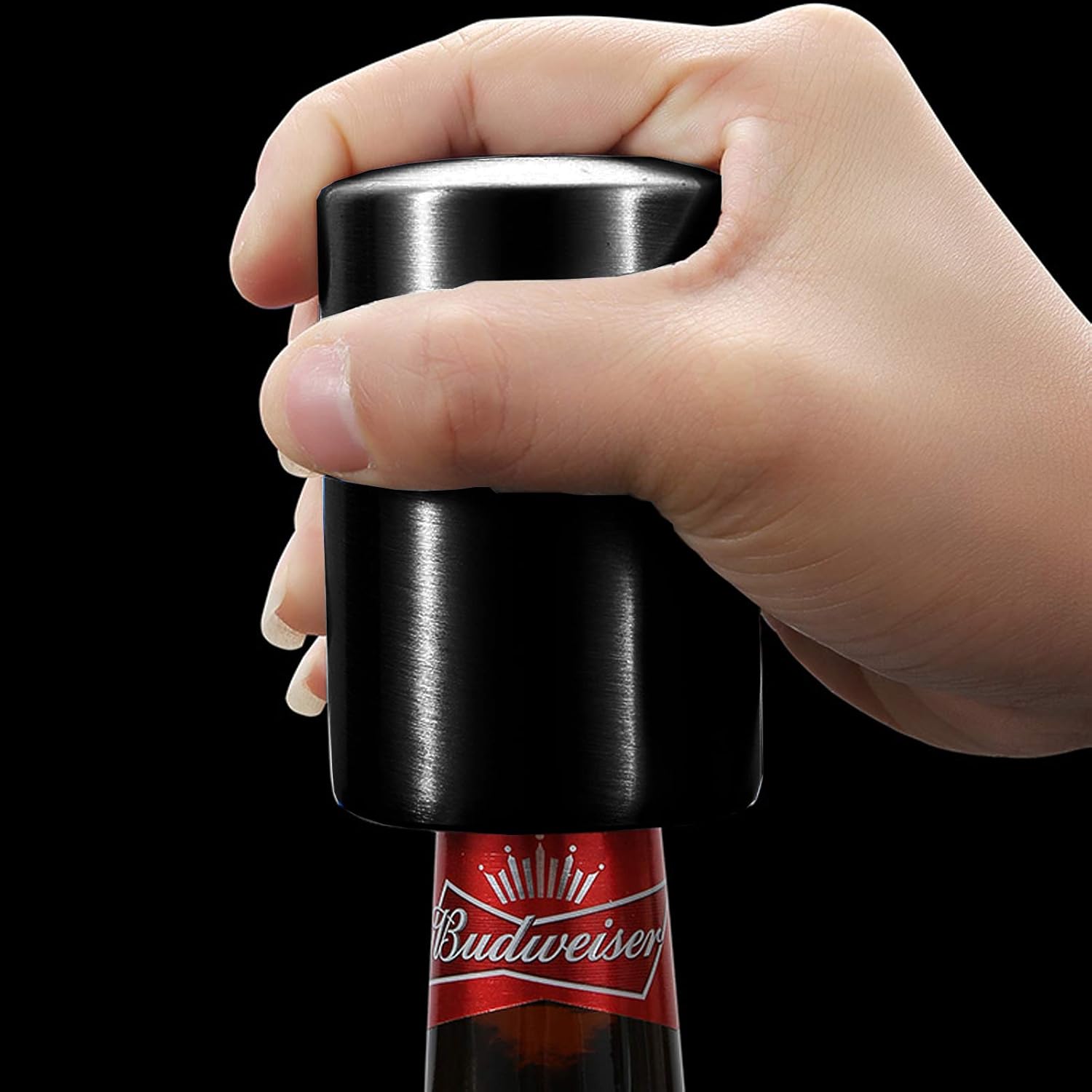 SUOXU Magnetic Automatic Bottle Opener,Beer Gift Men Father's Day,Stainless Steel Push Down Opener Weak Hands Arthritis Hands Beer Soda Cap Opener Kitchen Accessories,Christmas Gifts Stocking Fillers - Image 5