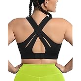 VFUS High Impact Sports Bra Molded Cup Adjustable Criss Cross No Bounce Wireless Workout Bra for Large Breasts