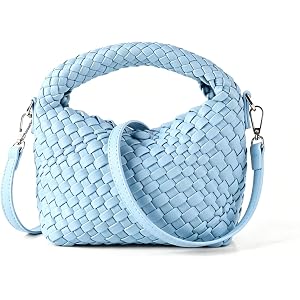 Ynbdtnu Woven Vegan Leather Crossbody Bag for Women | Lightweight small handbag, cute purse style, adjustable shoulder strap,
