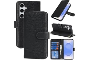 Cavor for Samsung Galaxy S25 Wallet Case with Card Holder for Women Men, Genuine Leather Flip Multi-Card Slots with Side Pock