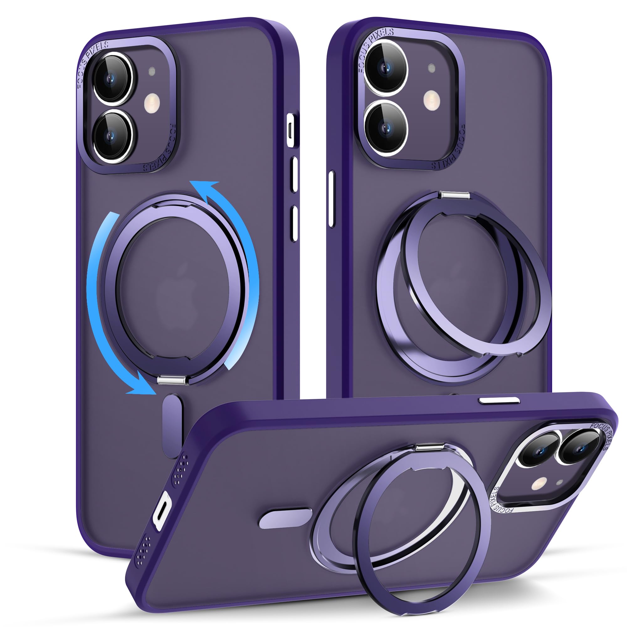 Photo 1 of Designed for iPhone 11 Pro Case with Magnetic Invisible Stand[Military Drop Protection][Compatible with MagSafe][Great Grip Feeling] Shockproof Slim Heavy Duty Clear Case for iPhone 11 Pro 5.8",Purple