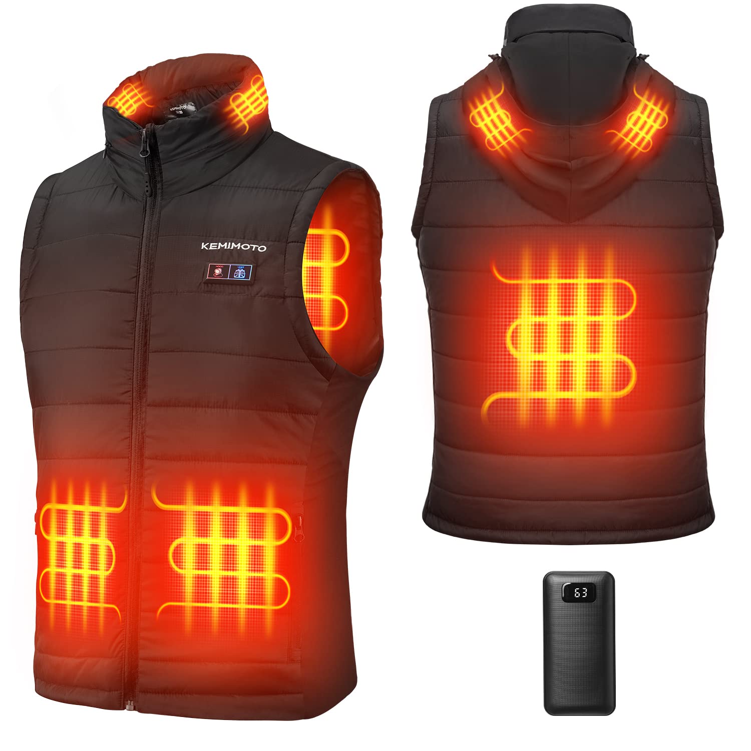 Photo 1 of **MISSING PIECES** 
KEMIMOTO Lightweight Heated Vest for Men with Battery, Heated Rechargeable Hunting Vest, Gift for Men for Winter Outdoor Activities(XL-Black)