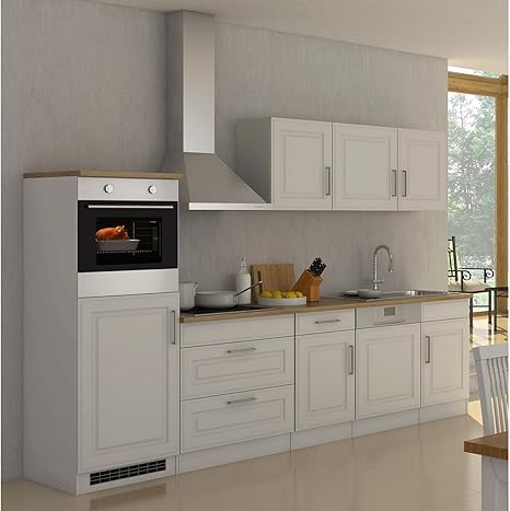 Kuchenzeile Kuchen Set Kuchenblock Einbaukuche Kuche Kochnische Rom Ii Weiss Matt Amazon De Kuche Haushalt