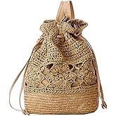 H.S.G.K Women Straw bag Summer Beach Casual Casual Daypacks, Light Brown, 36 * 29 * 10 * 39cm
