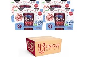 UNIQUE OUTLET Joyba 16 Pack Blueberry Pomegranate Bubble Black Tea Cups 12 fl oz with Delicious Natural Fruit Flavored Popping Boba