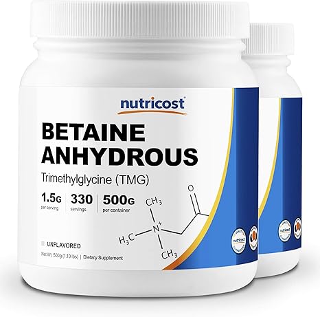 Amazon Com Nutricost Betaine Anhydrous Trimethylglycine Tmg Powder 500g 2 Bottles Health Personal Care