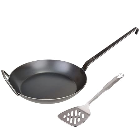 GRÄWE Schmiedeeiserne Bratpfanne Ø 28 cm mit hohem Rand und Griff, glatt, Made in Germany - unbeschichtete Eisenpfanne mit St