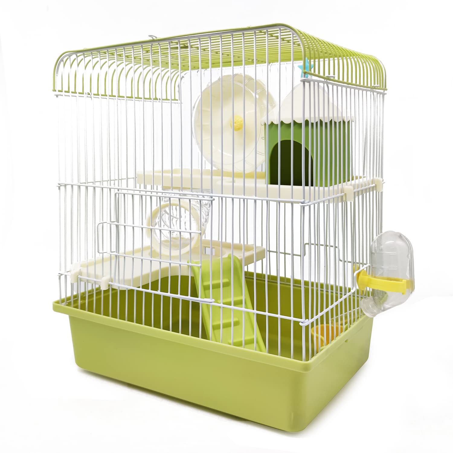 BPS Hamster Cage Mini House Chalet for Hamster with Feeder Drinker Wheel Tunnel Random Color BPS-1382