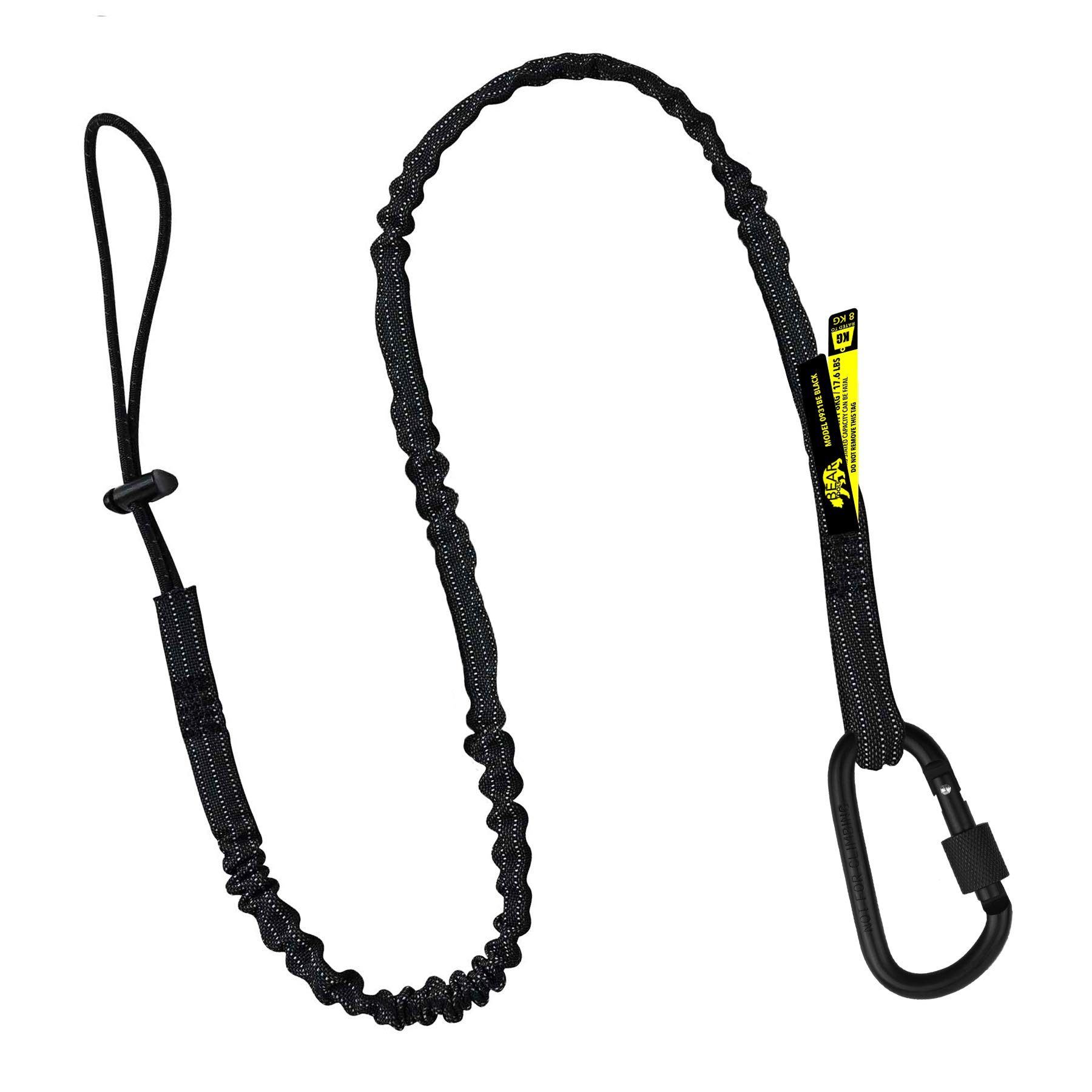 BearTOOLS Long Reach Extended Tool Safety Lanyard – Safety Fall Protection – Aluminium Screw Lock – Twin Locking Attachments - Ultra-Sturdy (Black 1PK)