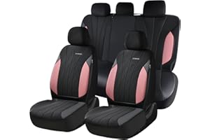 Coverado Seat Covers 5 Seats, Luxury Car Seat Covers Full Set, Automotive Car Protectors, Pink Driver Seat Covers, Car Accessories Universal Fit for SUVs, Trucks, Sedans