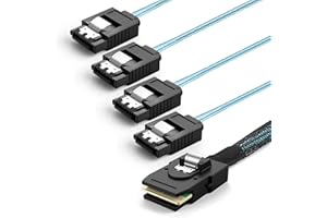 Cmple - Internal Mini SAS to SATA Cable, SFF-8087 Host to 4X SATA Target Cable Compatible with Raid Controller Hard Drive - 3