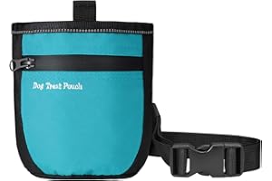 Ankilo Newest Dog Treat Training Pouch, Dog Food Bag, Dog Treat Bag Magnetic Closure, Pet Training Bag for Puppy Training (Black & Blue)