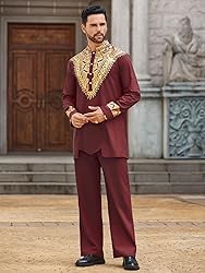 Pacinoble Mens African 2 Piece Set Metallic