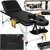tectake Lightweight Portable Massage Table 3-Section Padded Bed Black