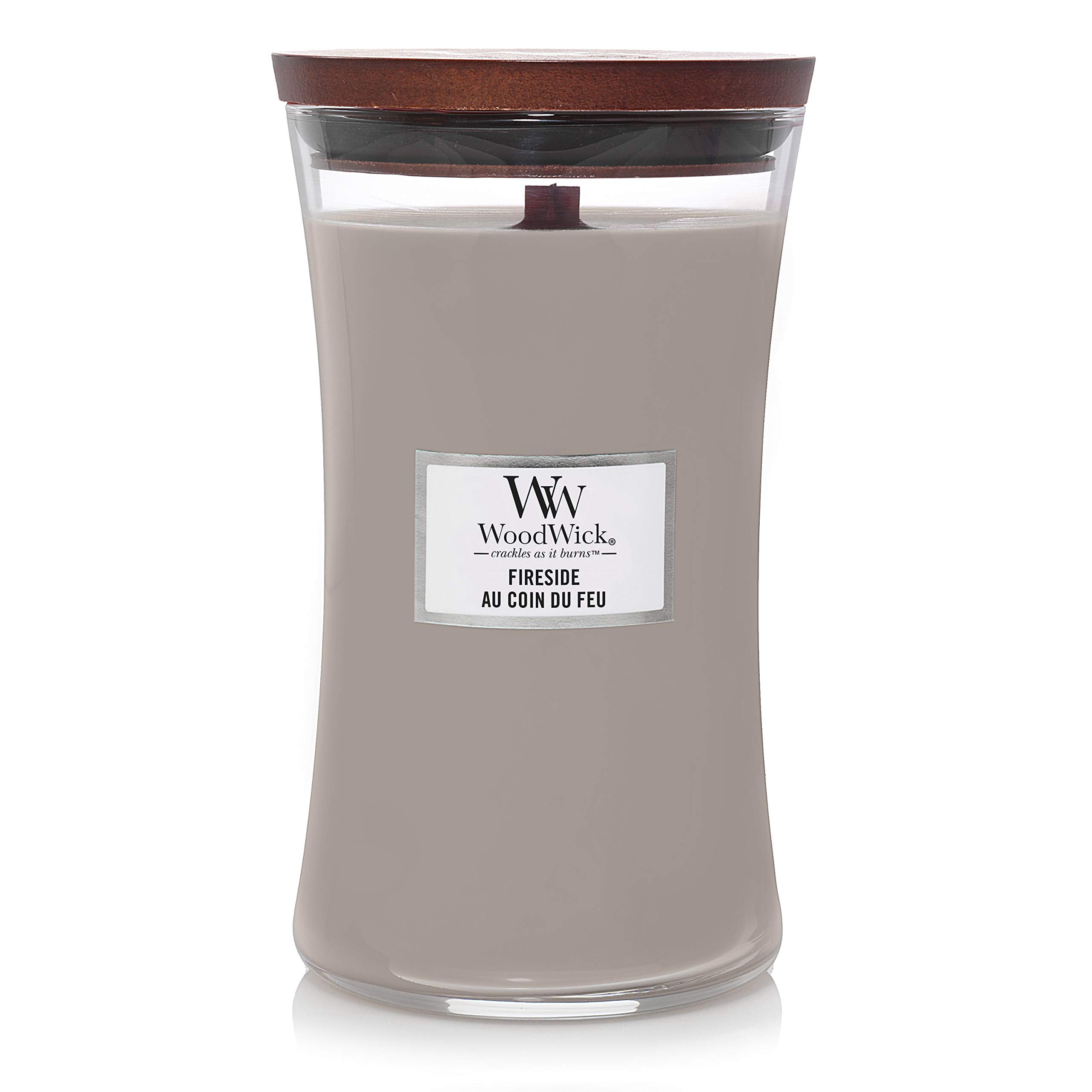 WoodWick Large Hourglass Scented Candle | Fireside | with Crackling Wick | Long Burning Candles: up to 130 Hours | Gifts for Women