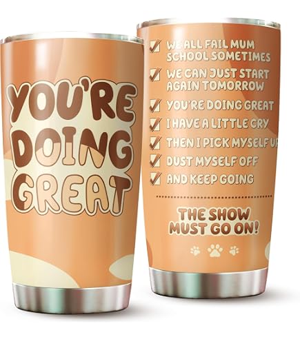 MARSANA "You're Doing Great" Tumbler Gift For Mom - 20 Oz Insulated Stainless Steel Coffee Cup, Leak-Proof Lid, Mother's Day, Birthday Present
