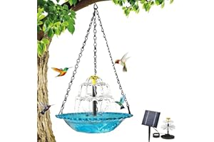 Solar Cascade Hanging Bird Bath Fountain,Hummingbird Birdbath Water Fountain,Solar Bird Bath Fountain for Garden,Patio,Porch,