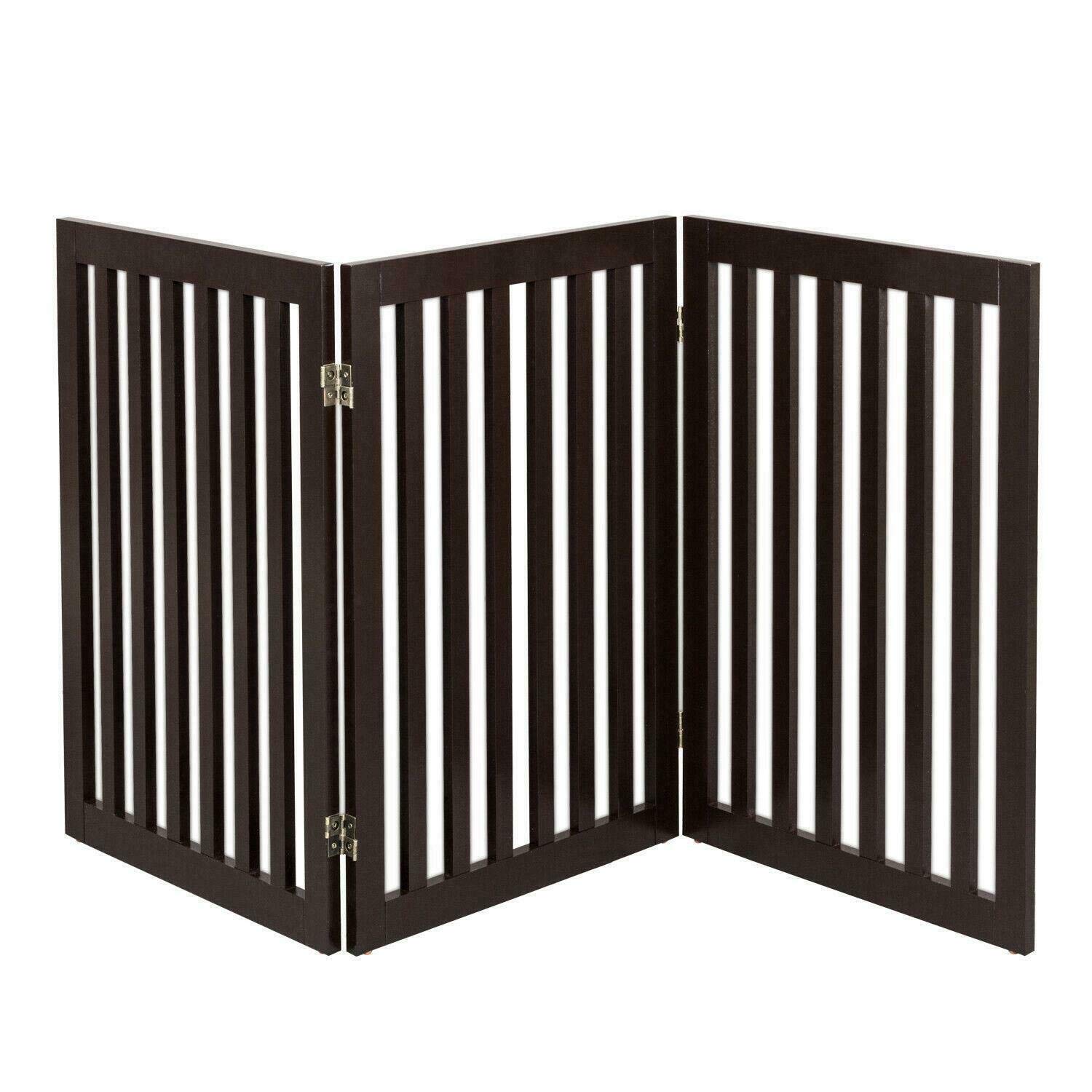 Freestanding Wood Pet Gate Adjustable Indoor Solid