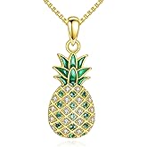 LUHE Pineapple Necklace 925 Sterling Silver Dainty Pineapple Pendant Necklace Jewelry Gift for Women Teens