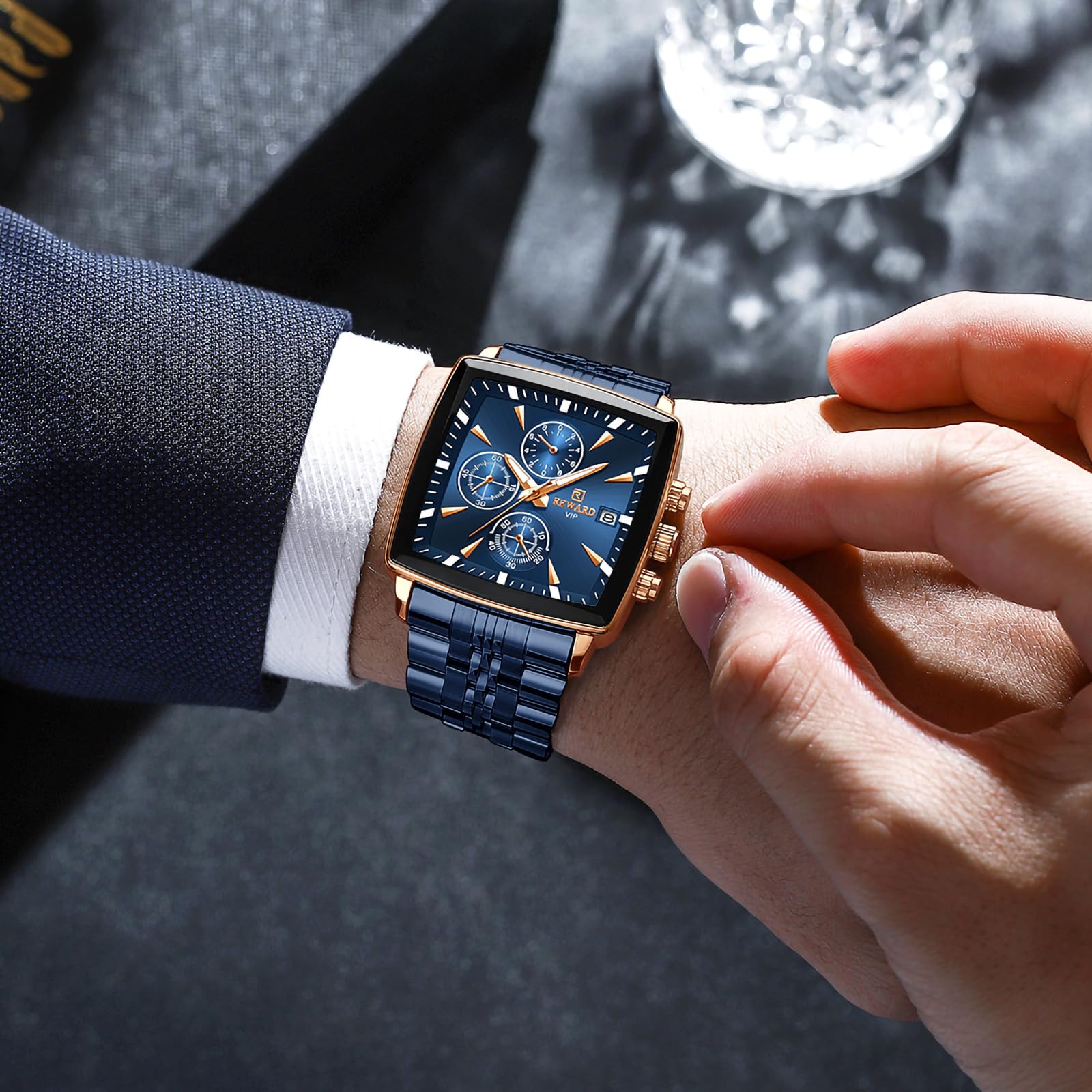 Mua Square Mens Watch Business Quartz Wrist Watches for Men Chronograph ...