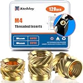 Ktehloy 120Pcs M4 Threaded Inserts, M4 Female Thread Metric Knurled Nuts Assortment Kit, Brass Heat Set Insert for Plastic and 3D Printing Components (M4x4x6, M4x6x6)