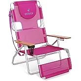 Ostrich 3N1 Lightweight Lawn Beach Reclining Lounge Chair with Footrest, Outdoor Furniture for Patio, Balcony, Backyard, or Porch, Pink
