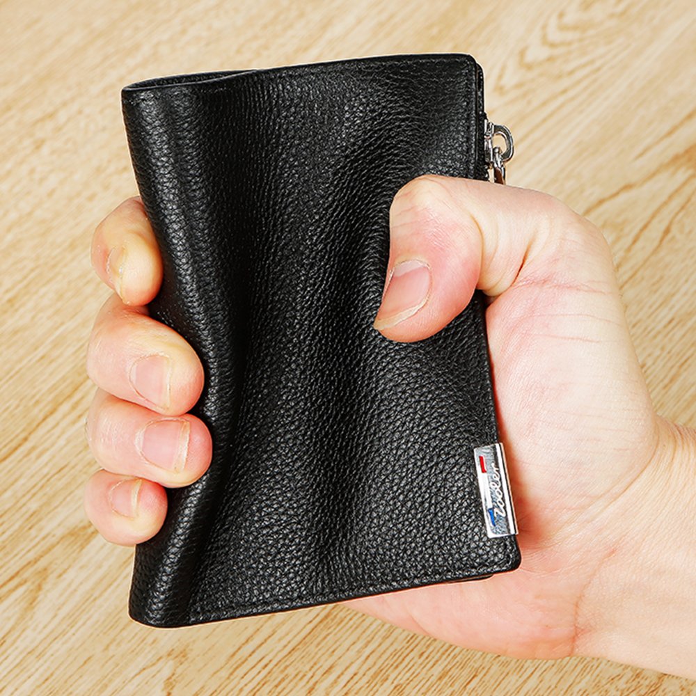 ZOOLER Mens Vintage Wallet Cowhide Leather Slim Purse Fashion organiser for Cards Cash (Black)