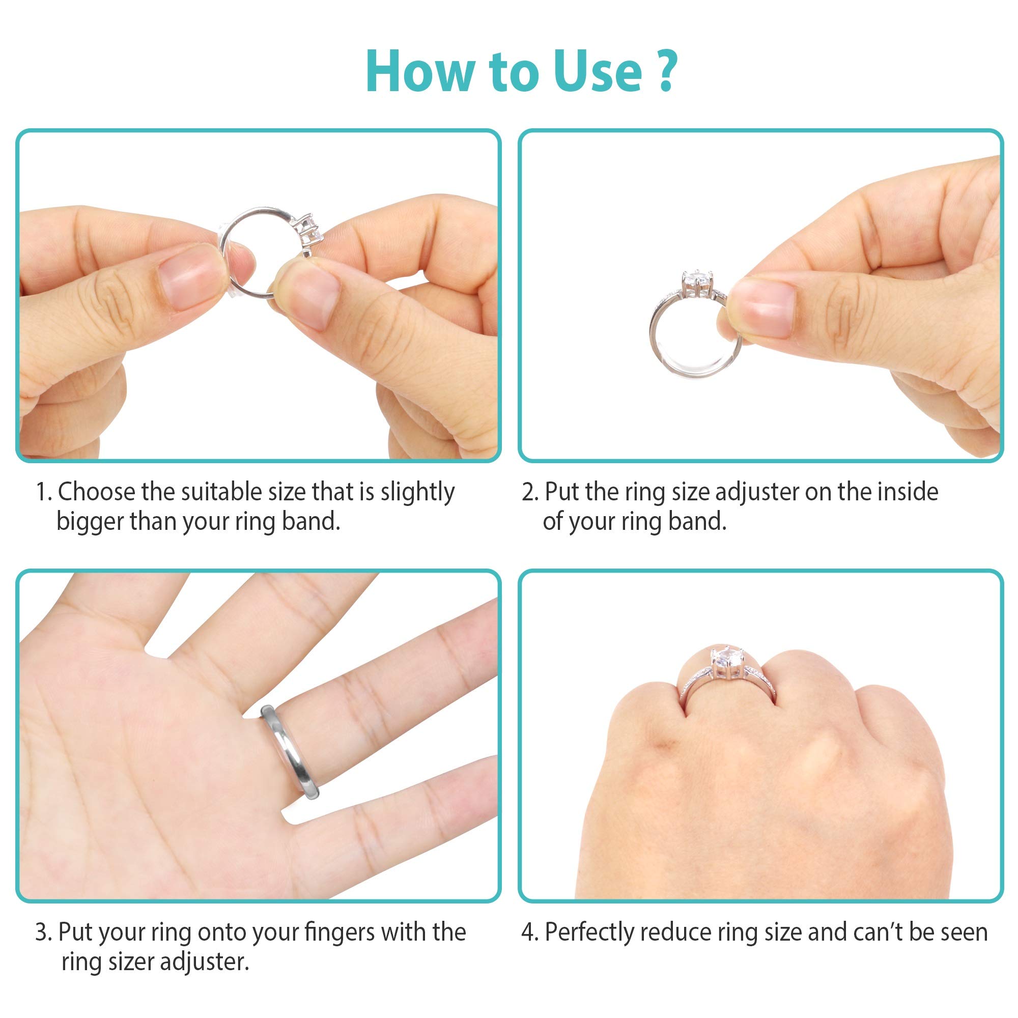 Invisible Ring Size Adjuster for Loose Rings Ring Adjuster Sizer Fit Any Rings Ring Guard Spacer (Clip-ON, 8 PCS)