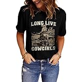 LINDOCITA Womens Western Cowgirls Graphic Shirts Teen Girls Cute Country Music Short Sleeve Tshirt Tees