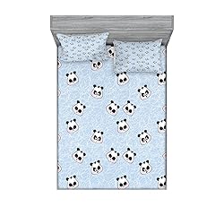 Ambesonne Cartoon 2 Pack Fitted Sheet & Pillow Sham