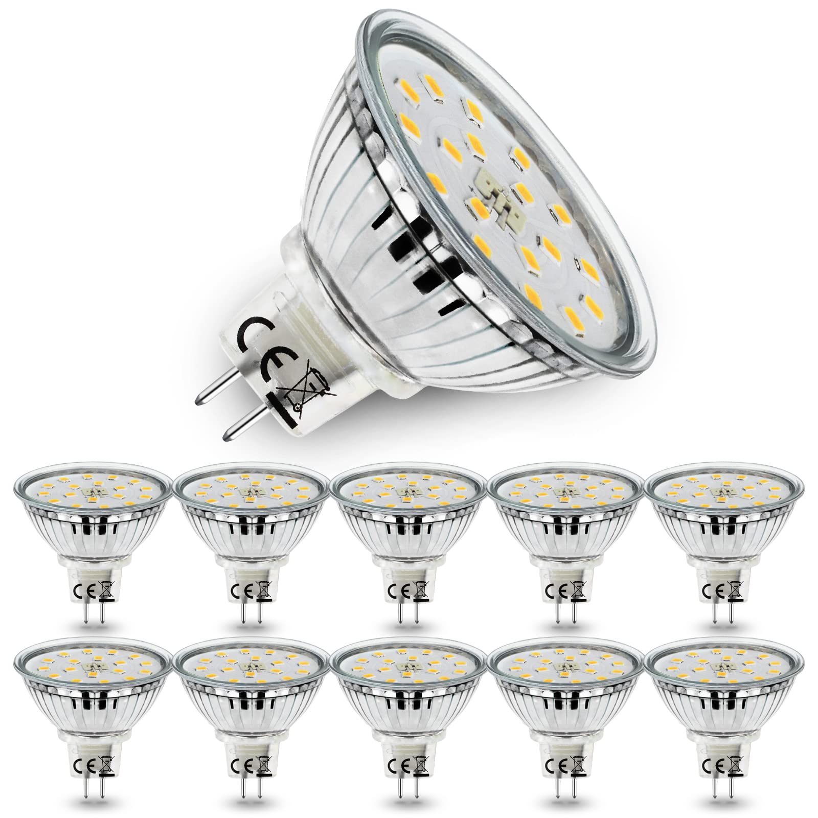 Allesgute 10x 5W GU5.3 Light Bulbs, MR16 LED Bulbs Neutral White 4500K, 450lm Bright Energy Saving Lightbulb Eqv. 45W Halogen, 12V Bi-Pin LED Spotlights, 120° Beam Angle
