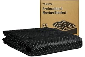 Trahefa Moving Blanket 80 x 72 inches, Quilted Moving Blankets Heavy Duty Moving Padded Blanket Furniture Blankets for Moving (1, Black)