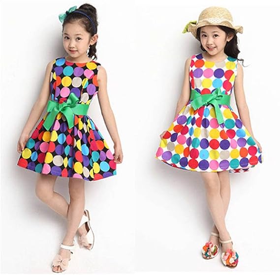 Amazon Co Jp Winer カラフルな水玉模様の夏の女の子のノースリーブワンピース 130 白 服 ファッション小物