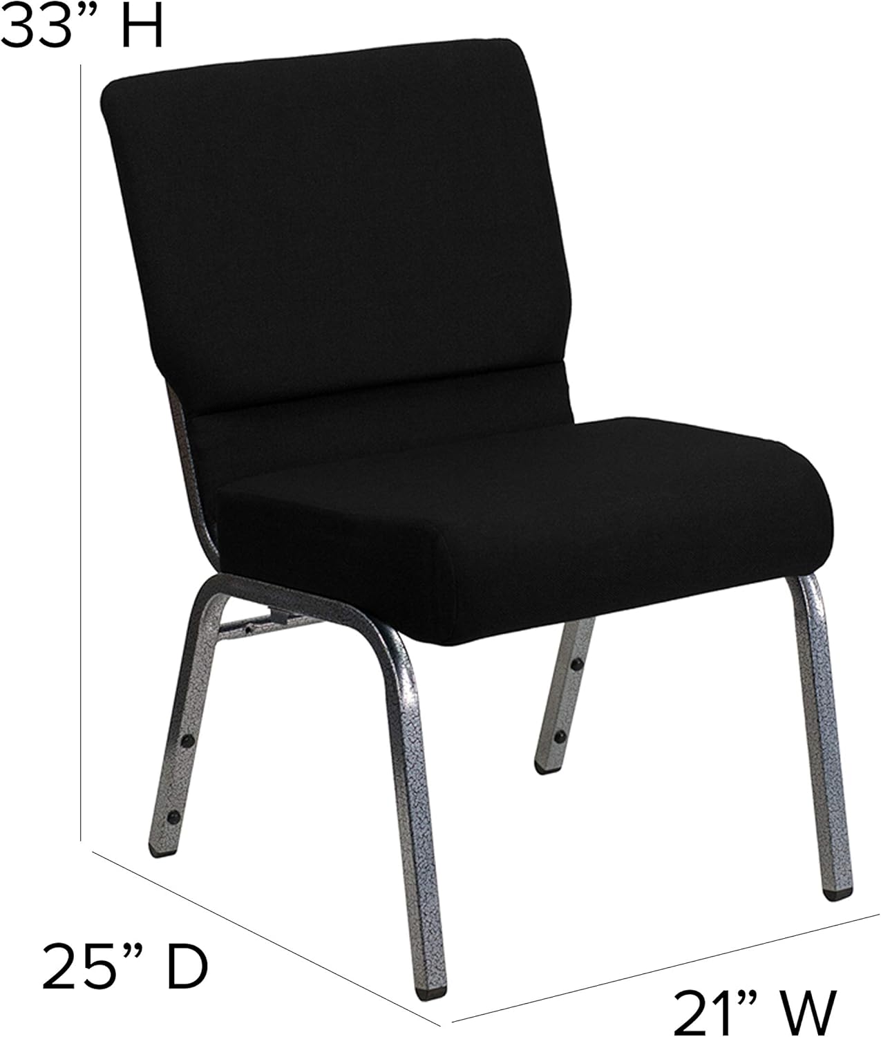Flash Furniture HERCULES Series 21''W Stacking Church Chair in Black Fabric - Silver Vein Frame: Furniture & Decor