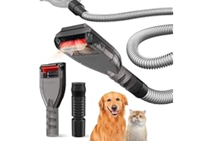 Dog Brush Vacuum Attachment for 1" to 1 3/4" Most Round Vacuum Hose Handle, Dog Hair Shedding Grooming Tool Kit with Universa