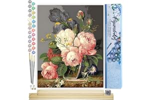 Figured'Art Paint by Numbers Kit for Adults Bouquet of Wild Flowers 16"x20" - Craft Art Painting Rolled Canvas with DIY Wooden Frame