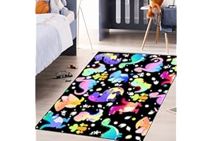 FJKJHKGJ Dinosaur Rugs for Boys Bedroom Cartoon Dinosaur Rug Kids Rugs for Bedroom Boys Cute Dino Rug Colorful Gradient Dinosaurs Prints Carpets for Dinosaur Room Decor Small Play Rugs, 35" x 23" (2'×3')
